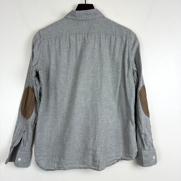 Kirrin Finch Androgynous Button Down Shirt Elbow Patch Gray Womens - 10 - Picture 7 of 10